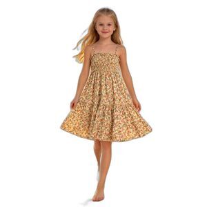 BCBG Girls Floral Cotton Smocked Sundress Size L 14/16 Summer Beach Boho